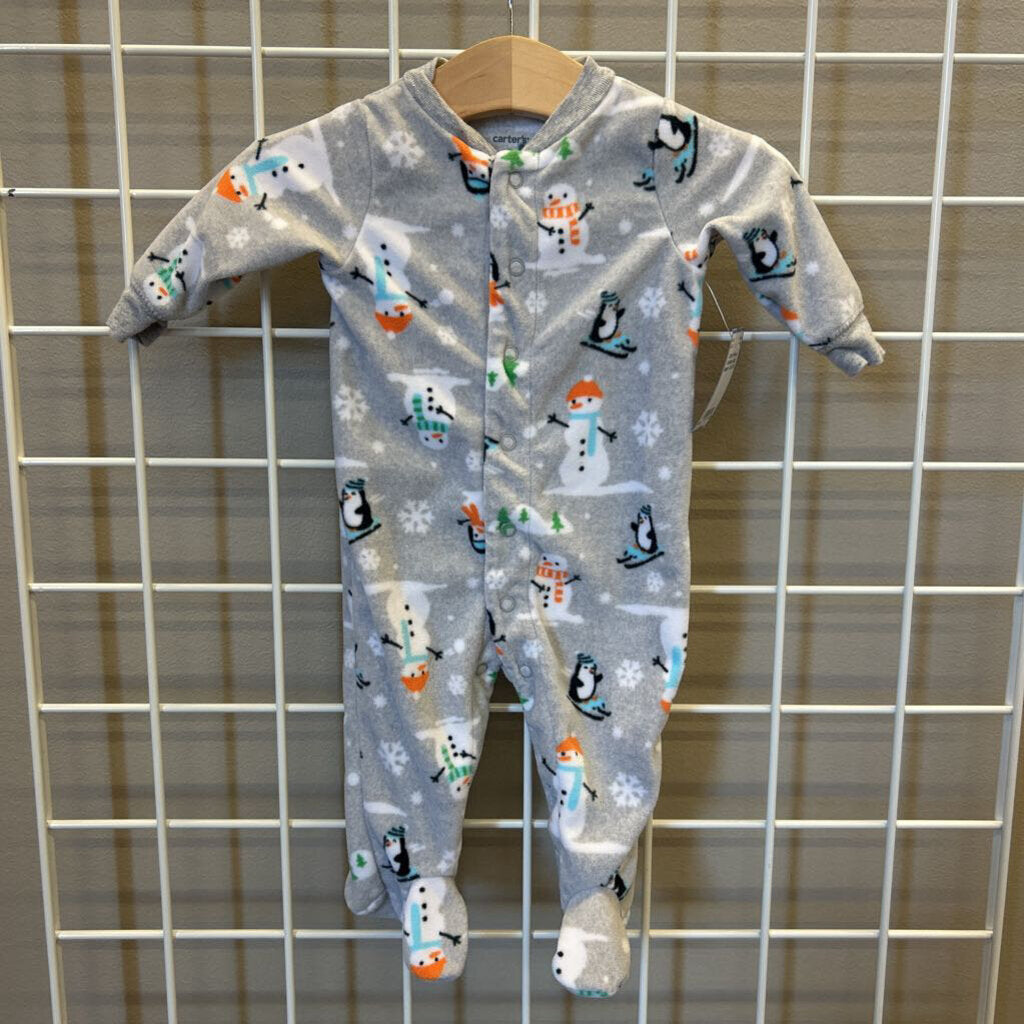 Carter's Fleece Snowman Snap Sleeper - 3m