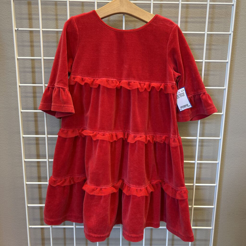Hanna Andersson Ruffle Velvet SS Dress - 5T