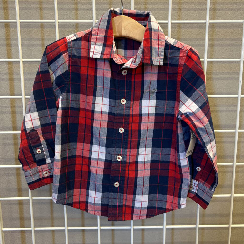 Wrangler Plaid LS Button Up - 2T