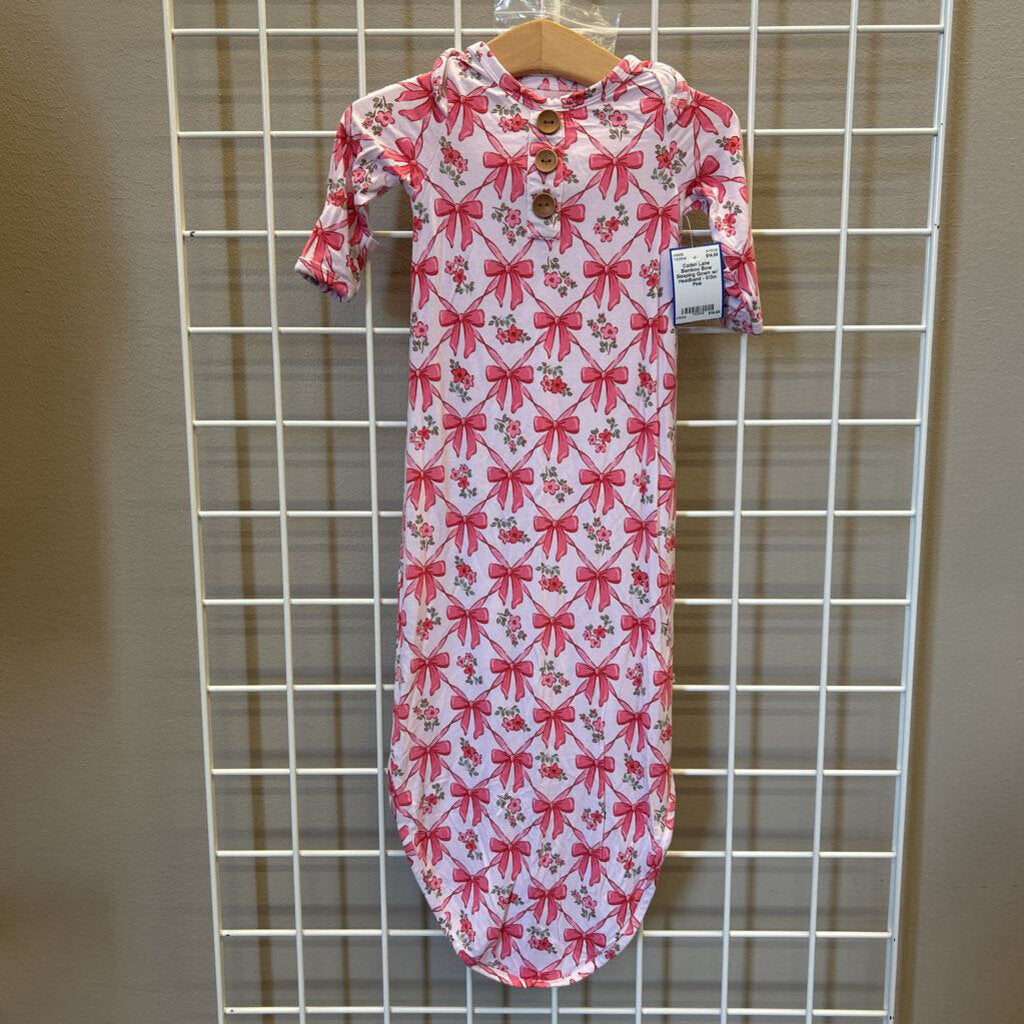 Caden Lane Bamboo Bow Sleeping Gown w/ Headband - 0/3m