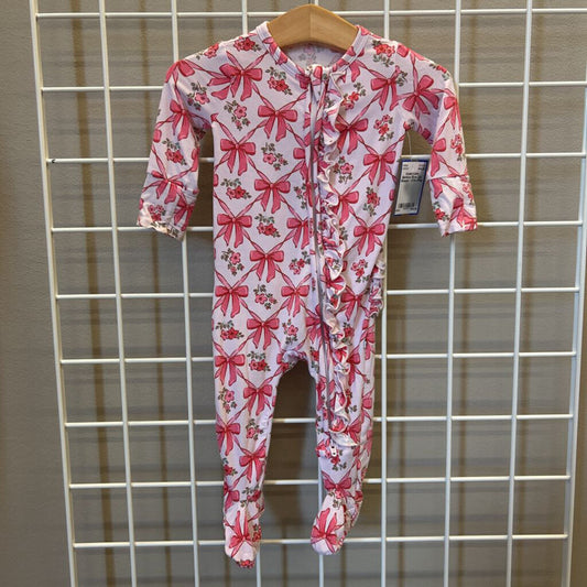 Caden Lane Bamboo Bow Zip Sleeper - 0/3m