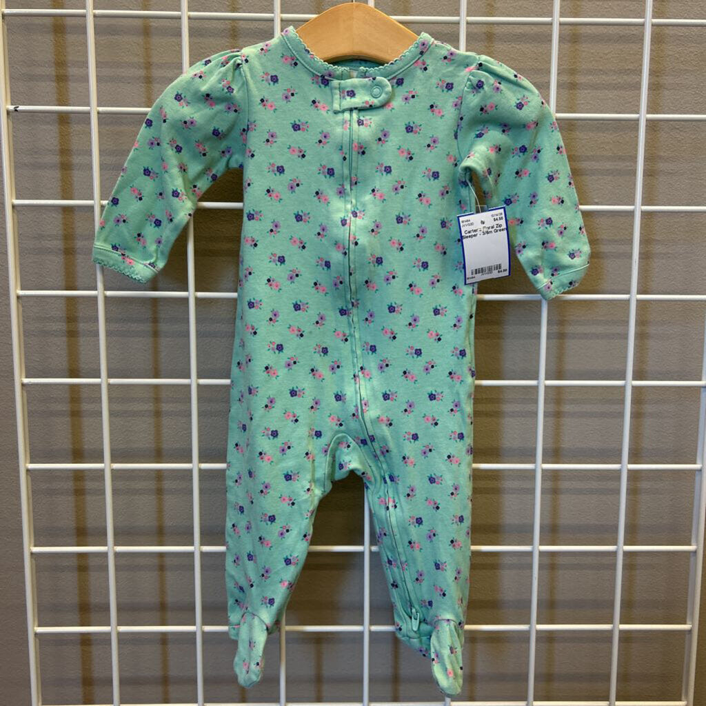 Carter's Floral Zip Sleeper - 3/6m