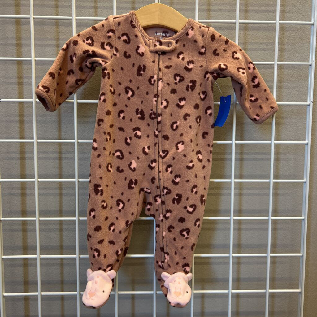 Carter's Fleece Leopard Zip Sleeper - 3m
