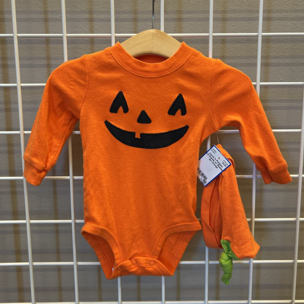 Carter's Pumpkin LS Onesie w/ Beanie - 6m