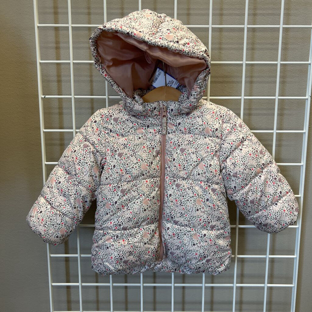 H&M Bird Floral Puffer Jacket - 12/18m