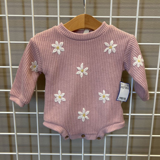 Snug Knit Daisy LS Romper - 3/6m