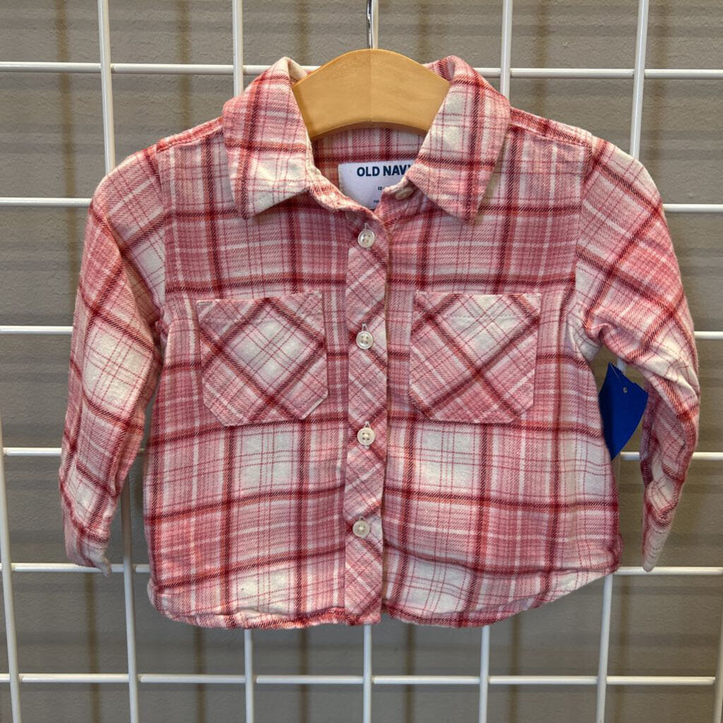 Old Navy Plaid LS Button Up - 12/18m