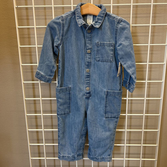 H&M Denim LS Romper - 12m