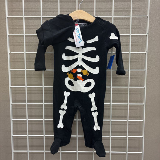 NWT Carter's Skeleton LS Romper w/ Hat - 6m