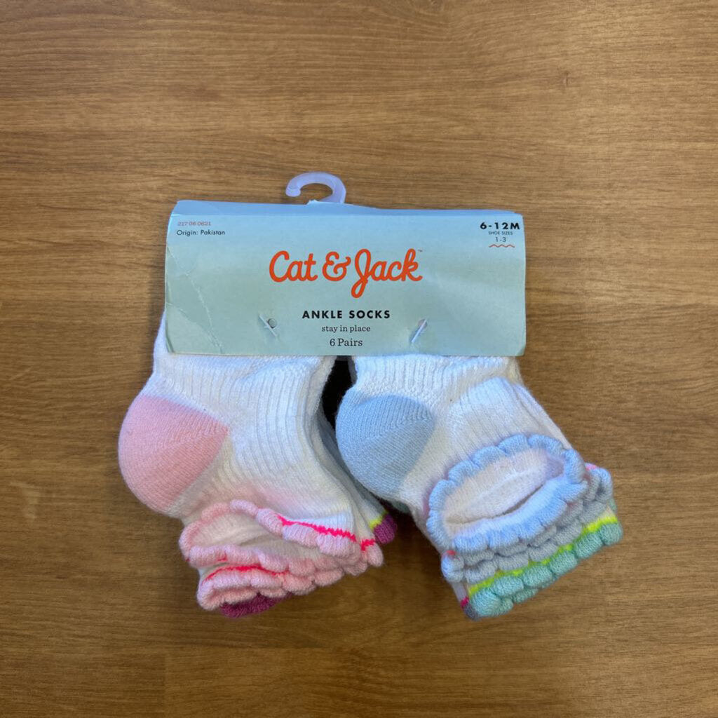 NEW Cat & Jack Ankle Socks 6 Pairs - 6/12m