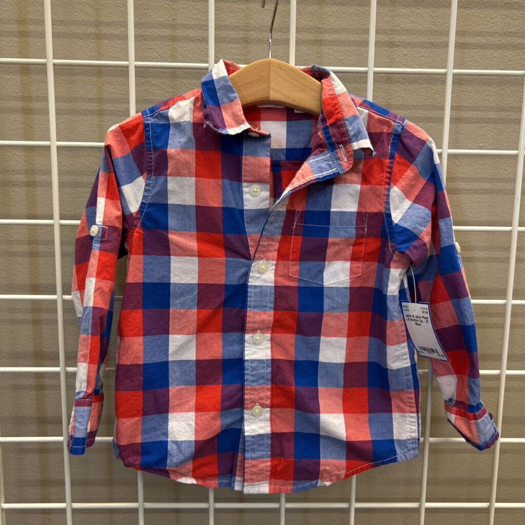 Janie & Jack Plaid LS Button Up - 2T