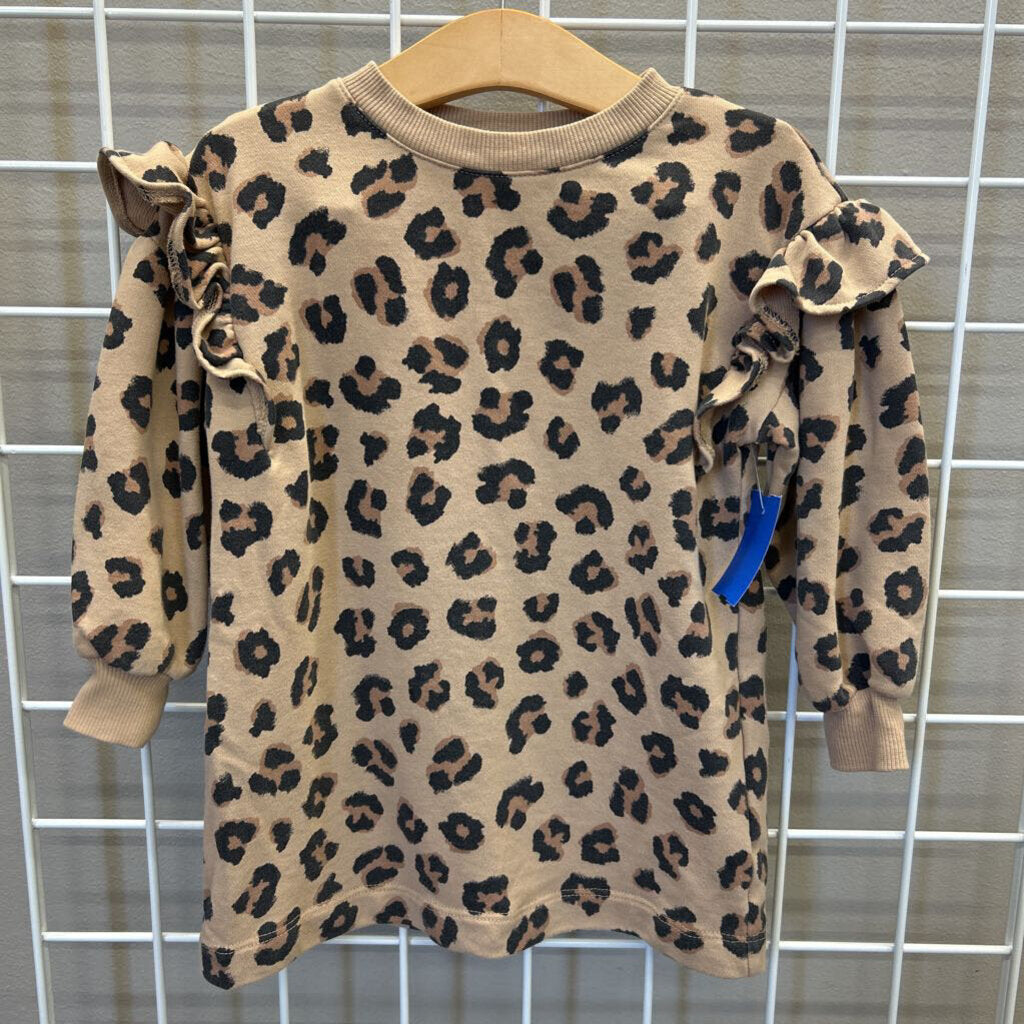 H&M Leopard LS Dress - 4T