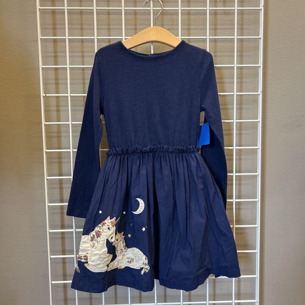 Mini Boden Unicorn LS Dress (small mark on sleeve) - 6/7