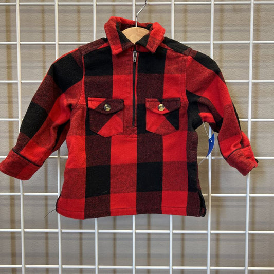 Lil Hickory Plaid LS Quarter Zip - 12m