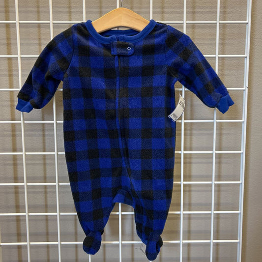 Leveret Baby Fleece Plaid Zip Sleeper - 3/6m