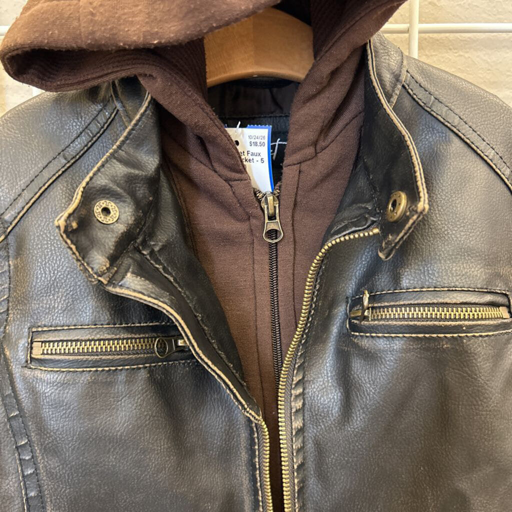 Black Rivet Faux Leather Jacket - 5