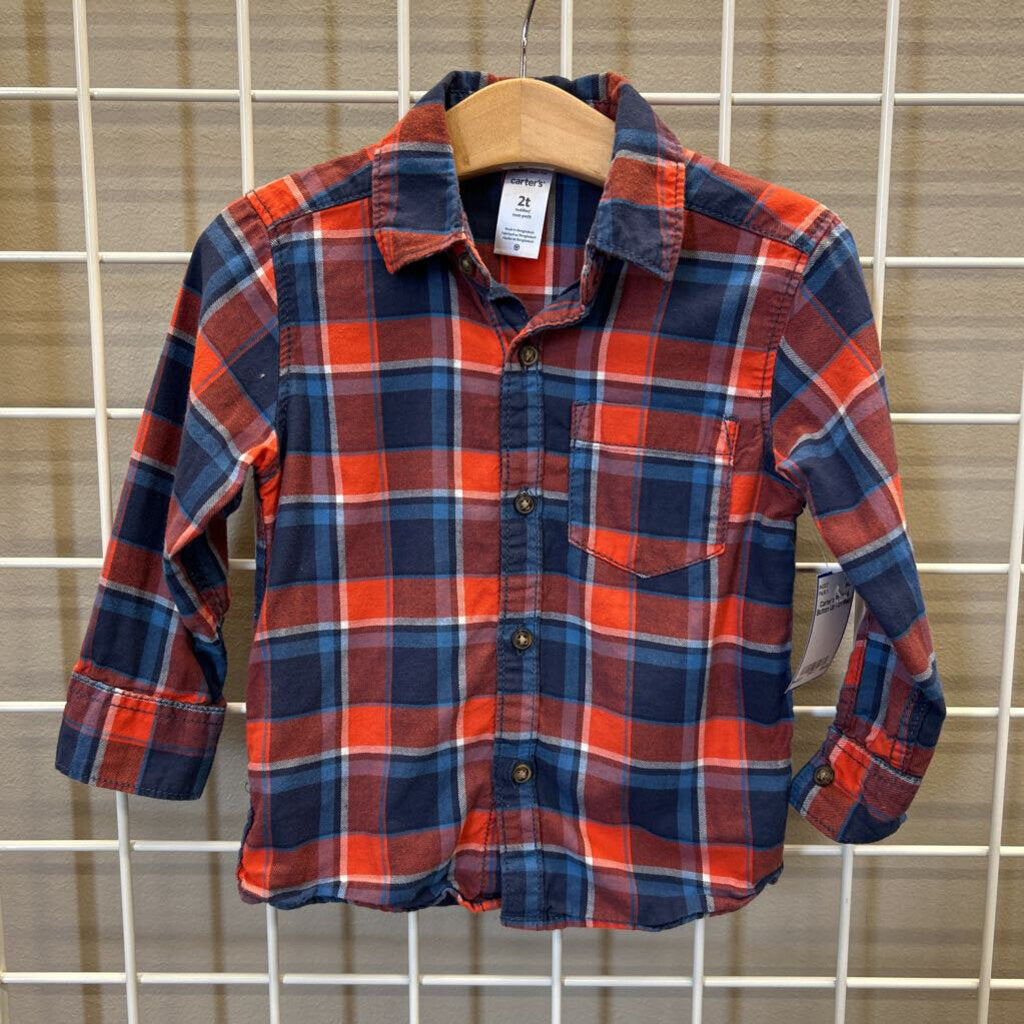 Carter's Plaid LS Button Up - 2T