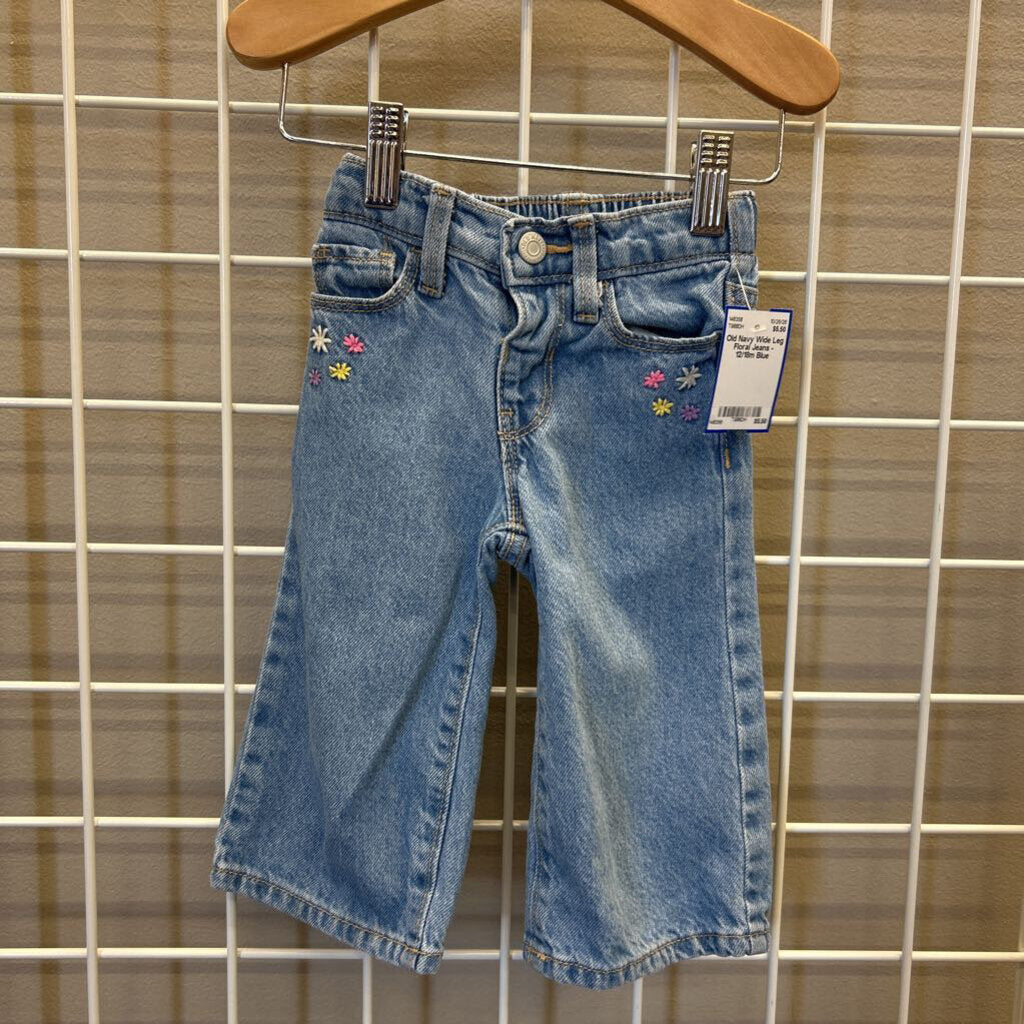 Old Navy Wide Leg Floral Jeans - 12/18m
