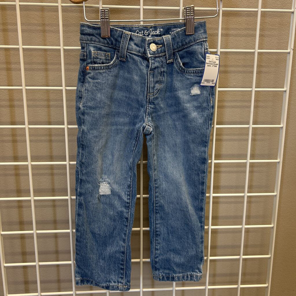 Cat & Jack Distressed Straight Jeans - 3T
