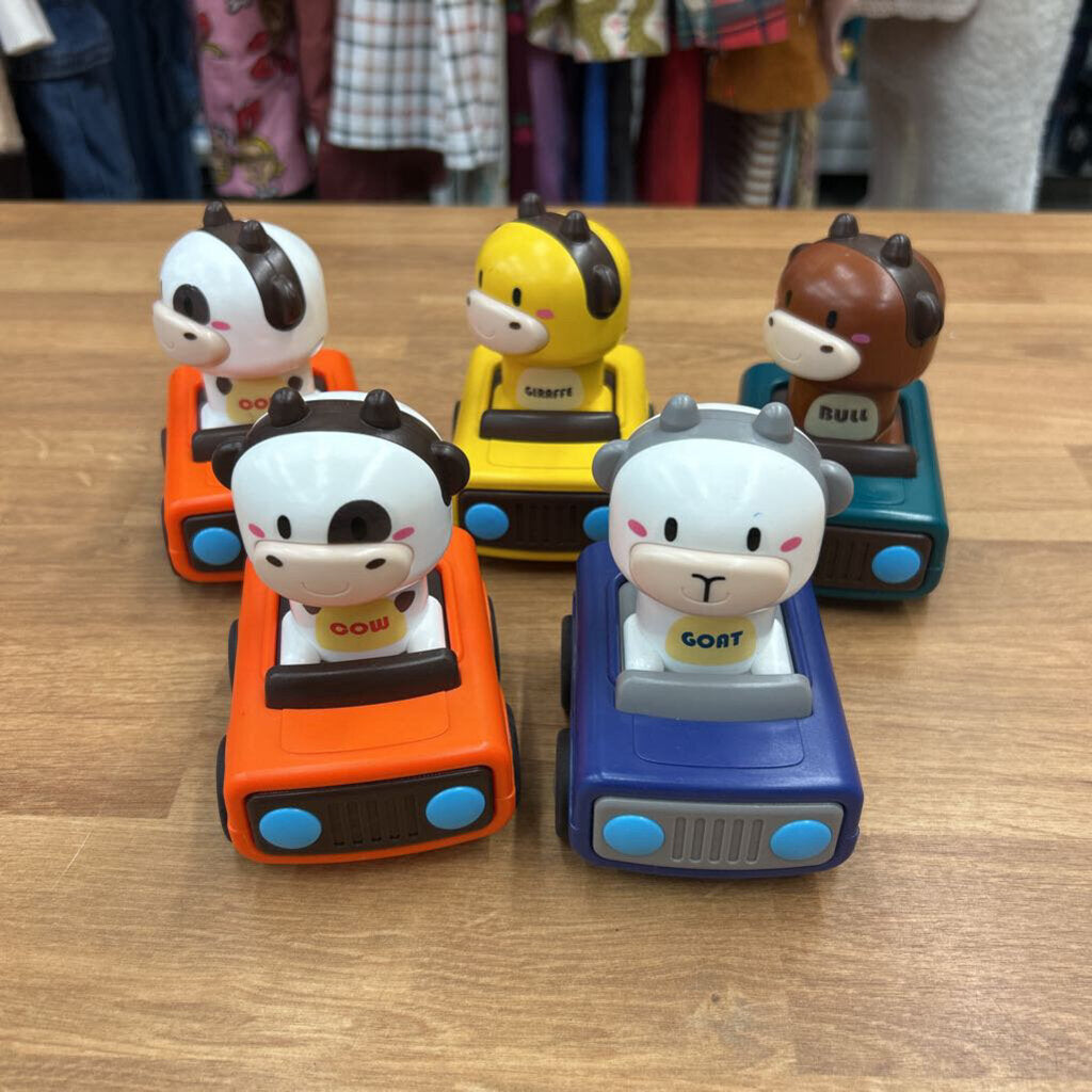 Set of 5 Animal Push Cars