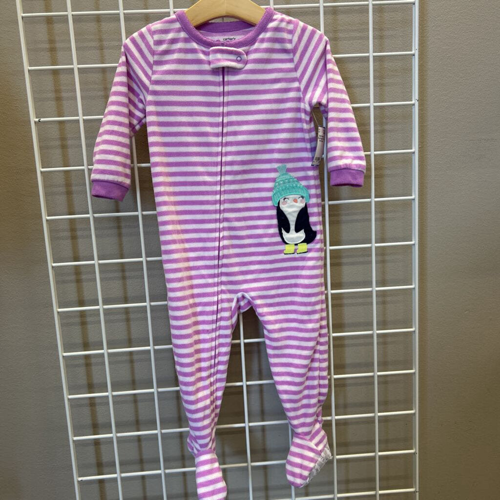 Carter's Fleece Stripe Penguin Pjs - 18m