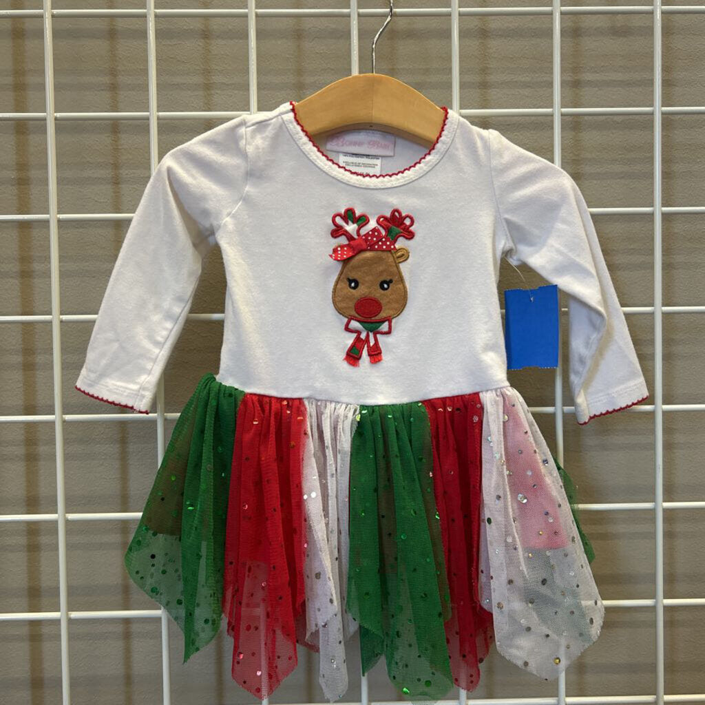 Bonnie Baby Rudolph LS Dress - 6/9m