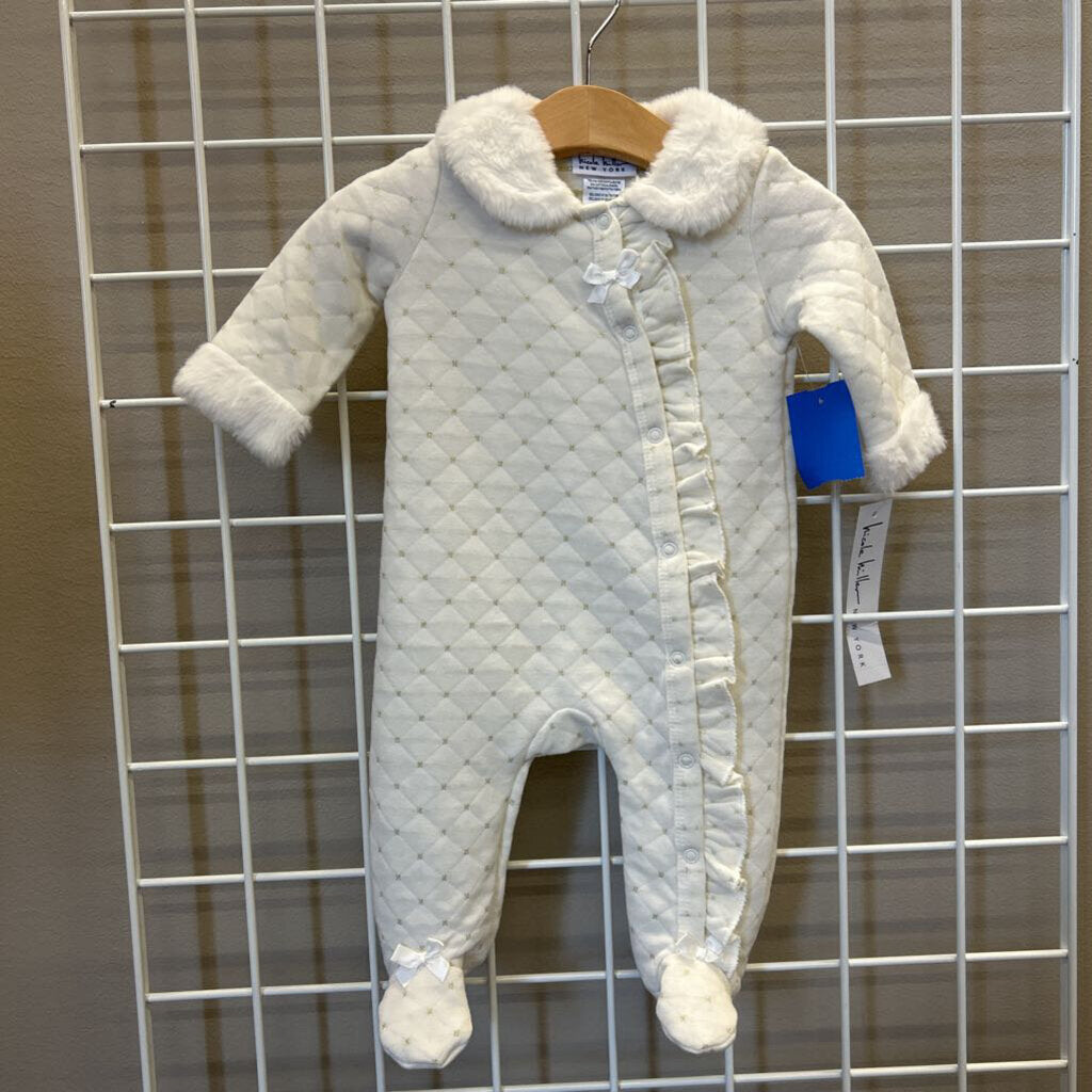 NWT Nicole Miller Sparkle Dot LS Romper - 3/6m