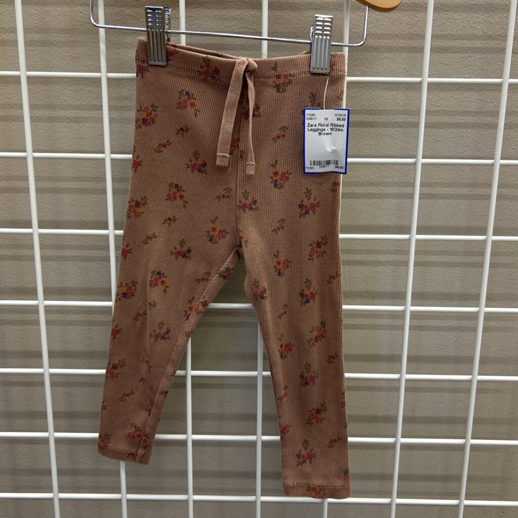 Zara Floral Ribbed Leggings - 18/24m