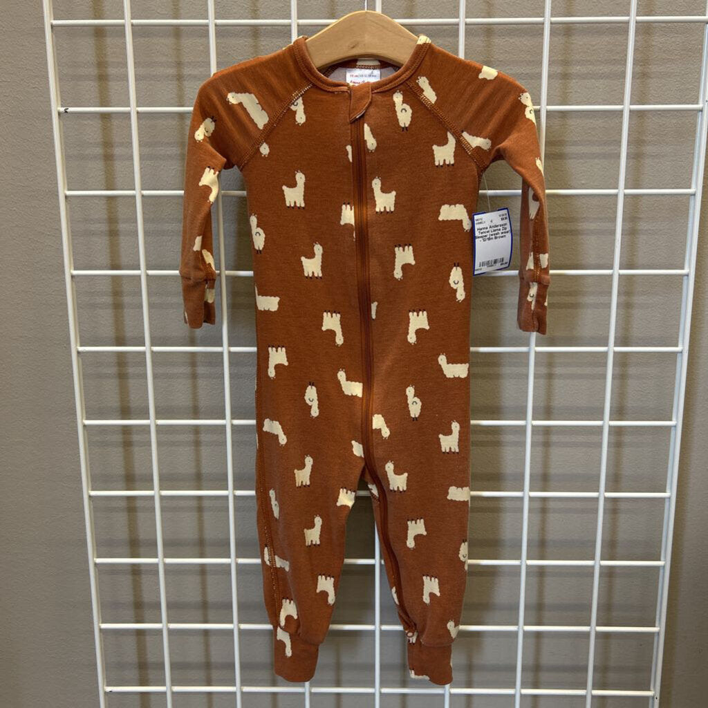 Hanna Andersson Tencel Llama Zip Sleeper (wash wear) - 12/18m