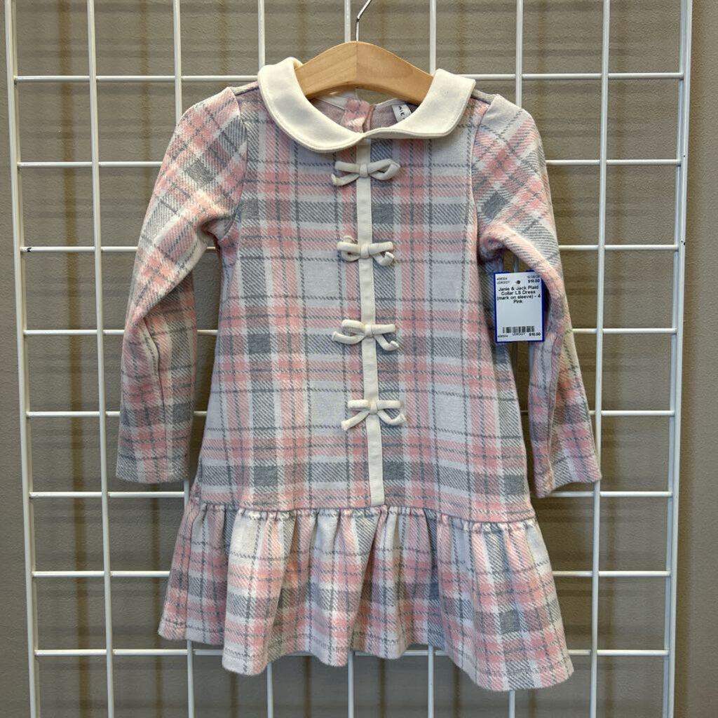 Janie & Jack Plaid Collar LS Dress (mark on sleeve) - 4