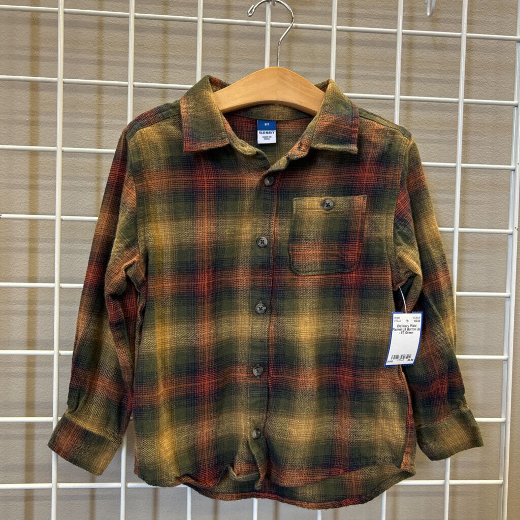 Old Navy Plaid Flannel LS Button Up - 5T